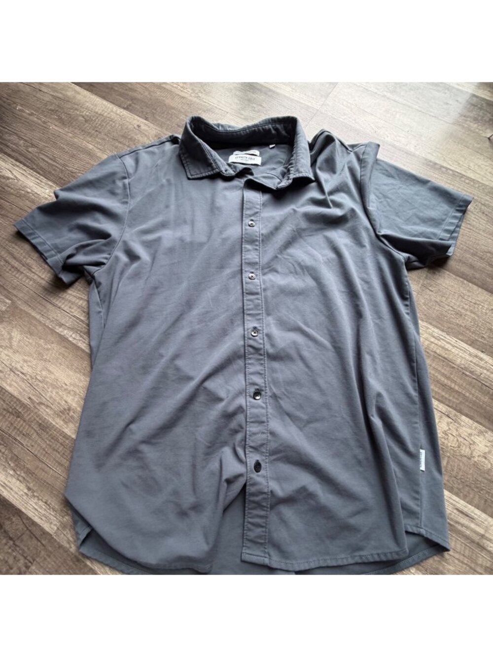 Kenneth Cole Mens Gray Short Sleeve Button-Up Shirt Size L